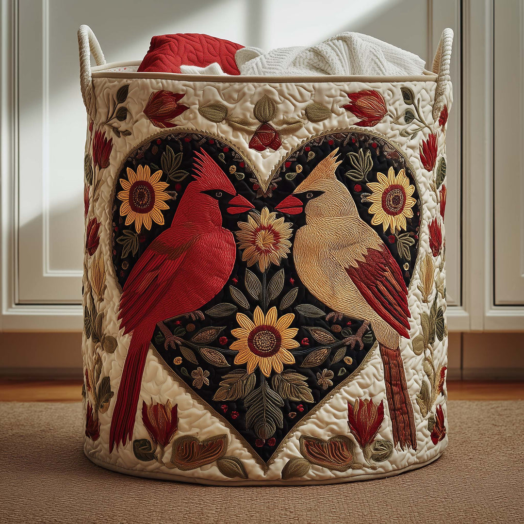 Quilted Laundry Basket Cardinal Pair