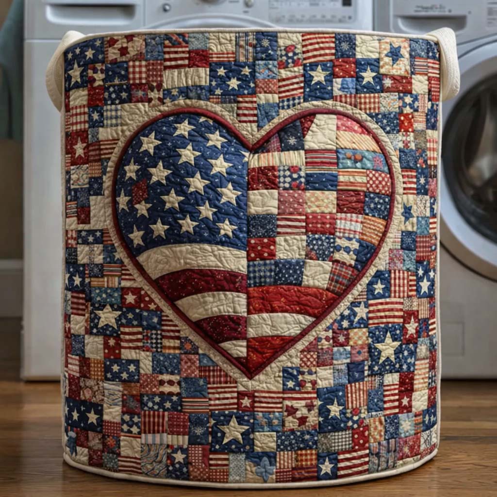 Quilted Liberty Heart Laundry Basket