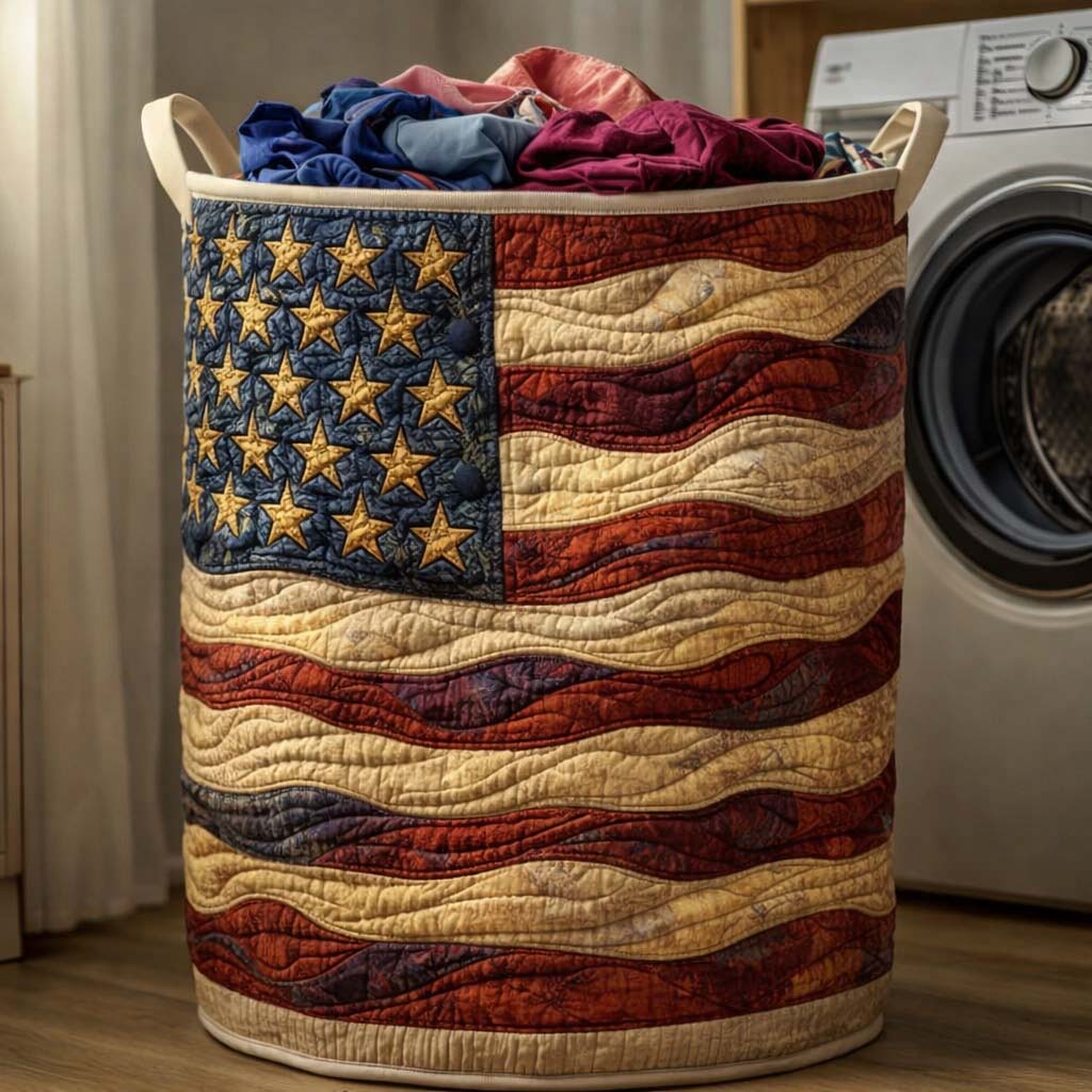 Liberty Star Quilted Laundry Basket