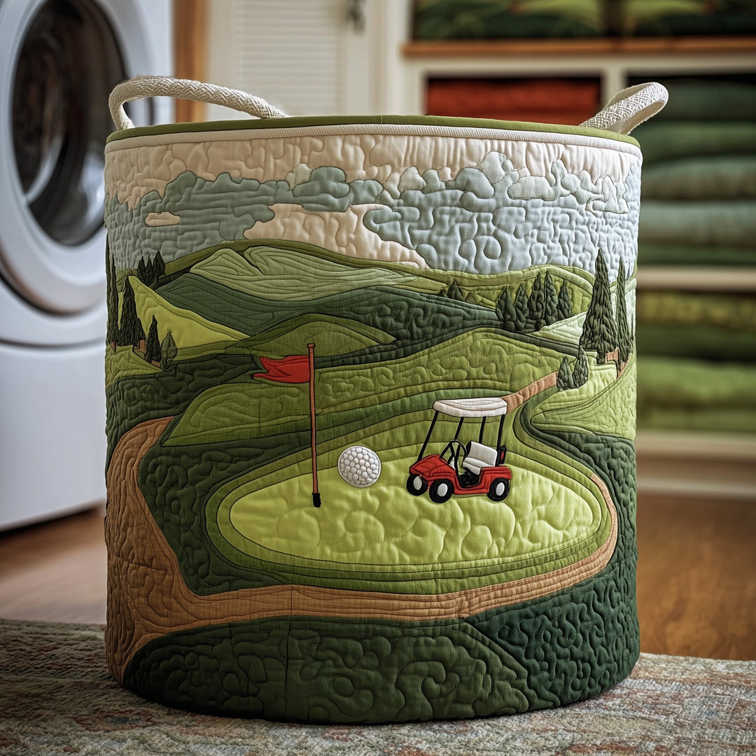 Fairway Dreams Quilted Laundry Basket