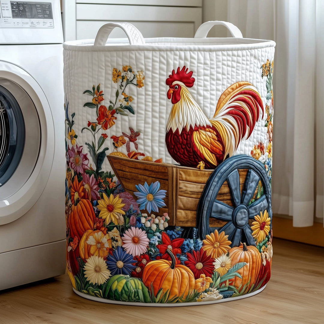 Quilted Laundry Basket Rooster from the Farm