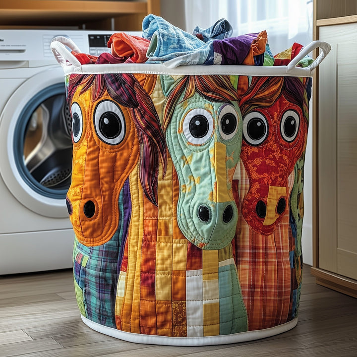 Funky Horse Quilted Laundry Basket