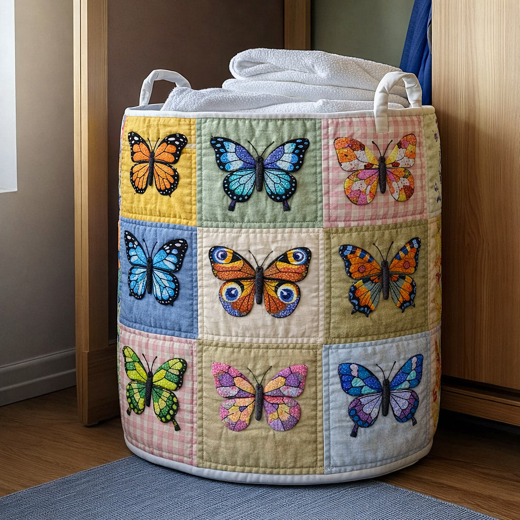 Quilted Laundry Basket Meadow Flutter