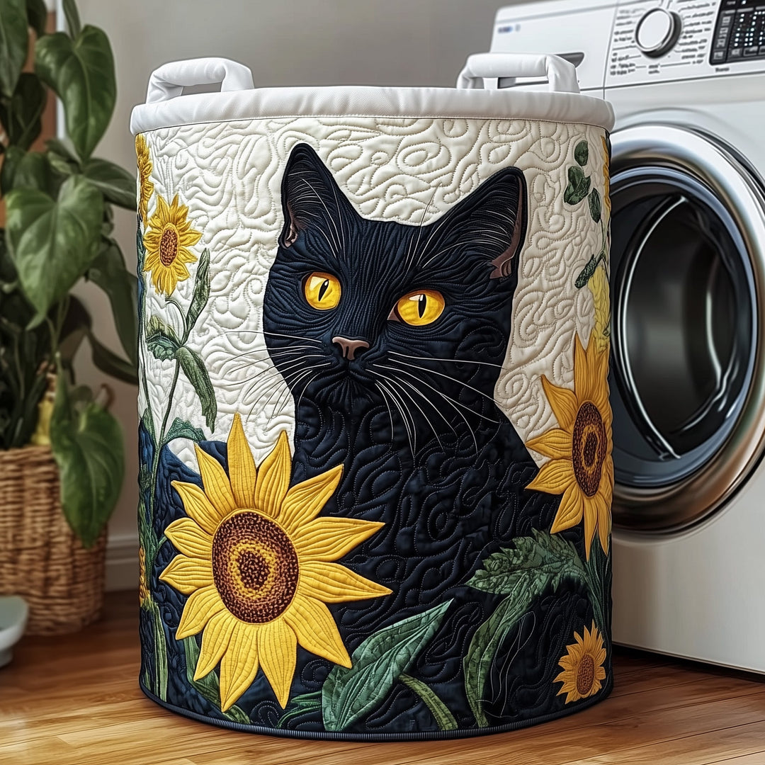 Quilted Cat Sunflower Laundry Basket