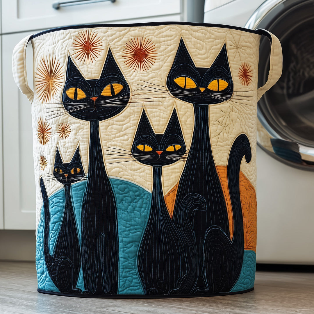 Fancy Cat Quilted Laundry Basket