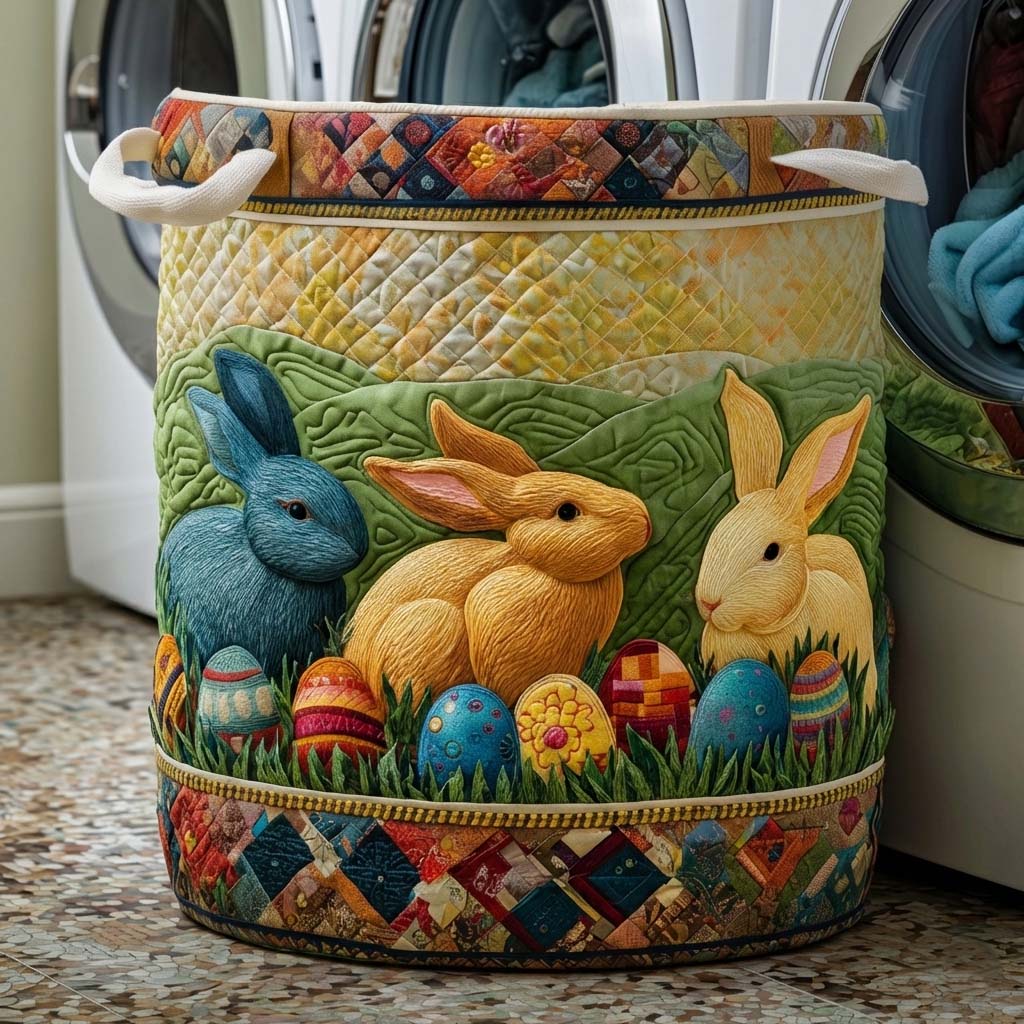 Quilted Easter Bunny Laundry Basket