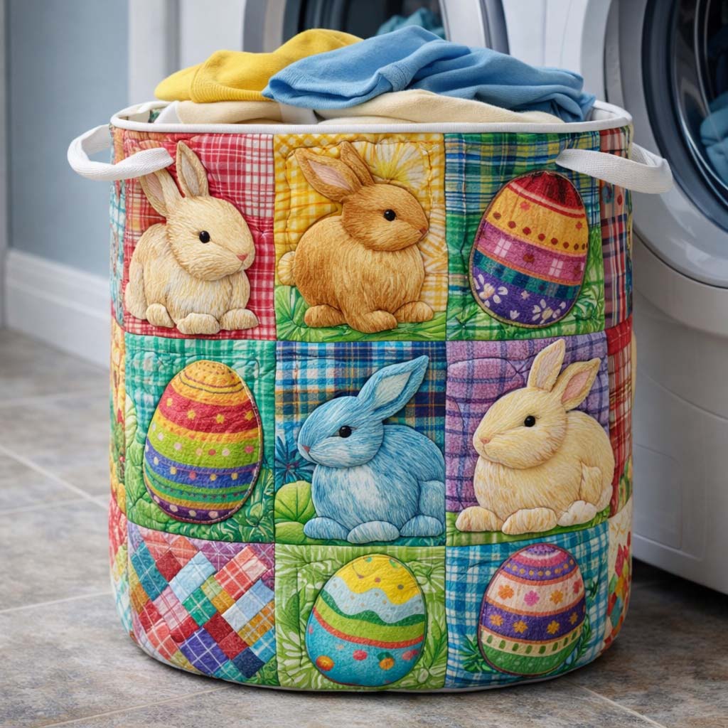 Quilted Easter Bunny Laundry Basket