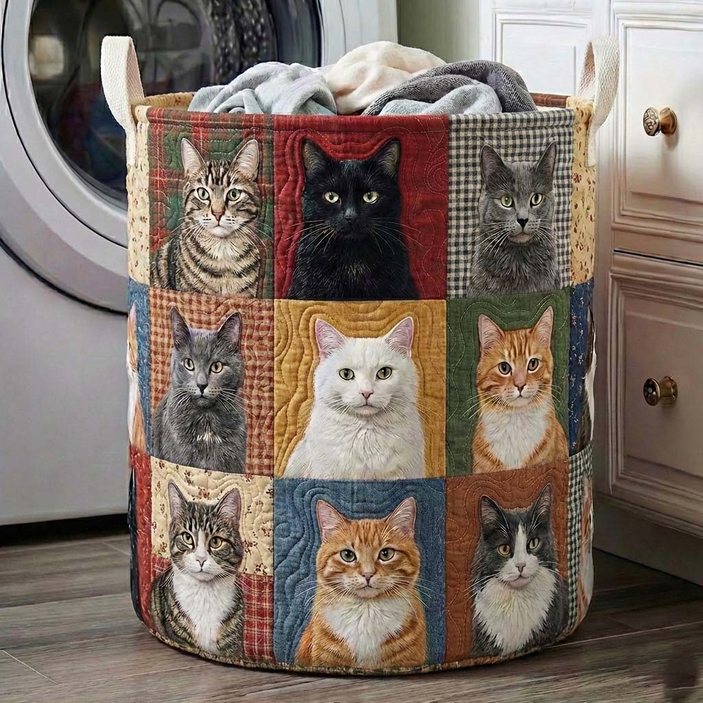 Quilted Velvet Laundry Basket