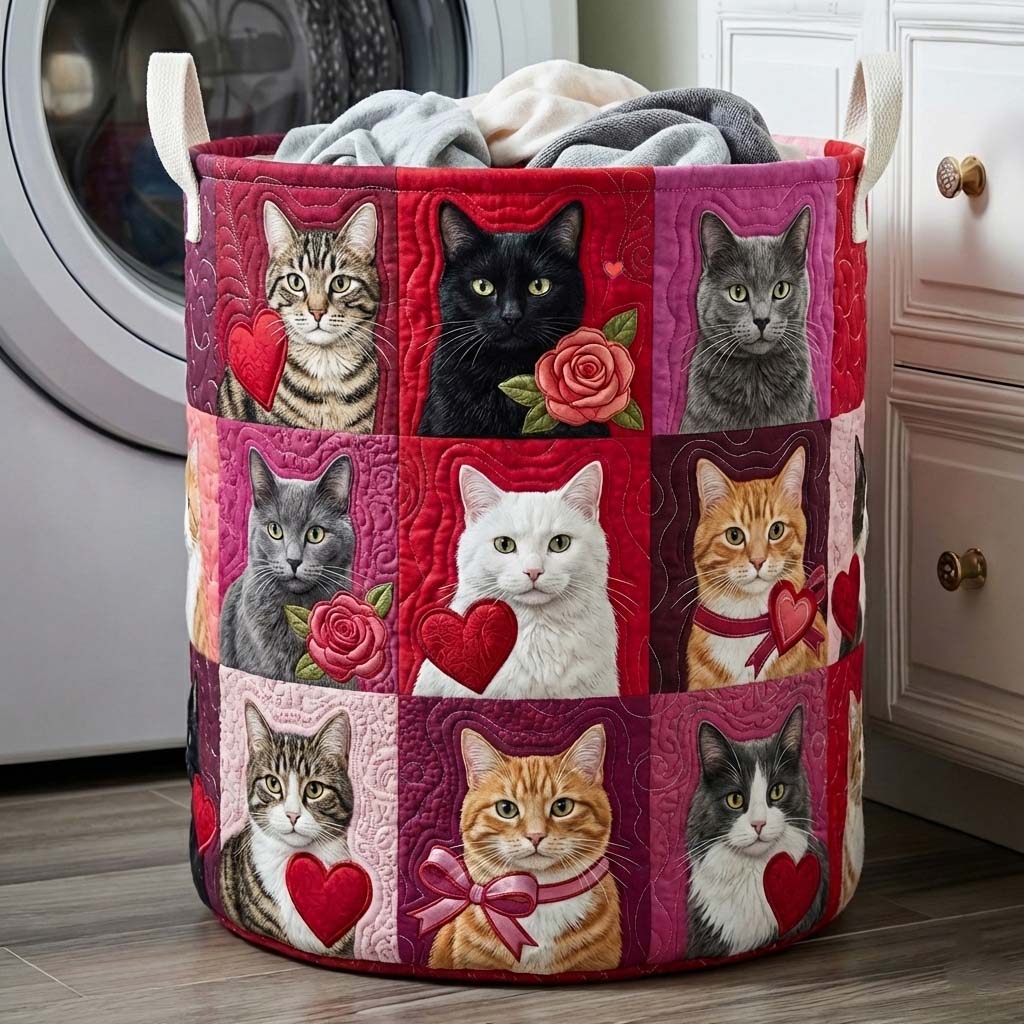 Quilted Velvet Laundry Basket