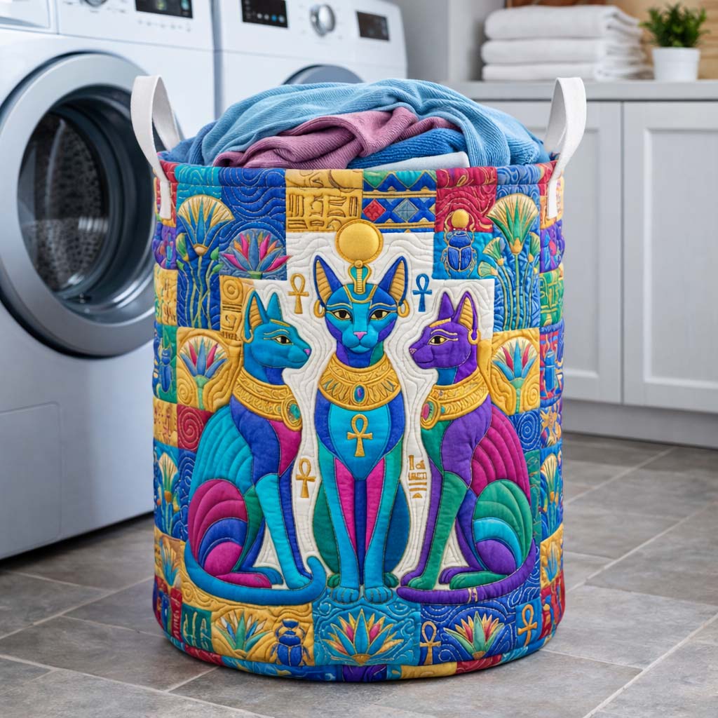 Quilted Velvet Laundry Basket
