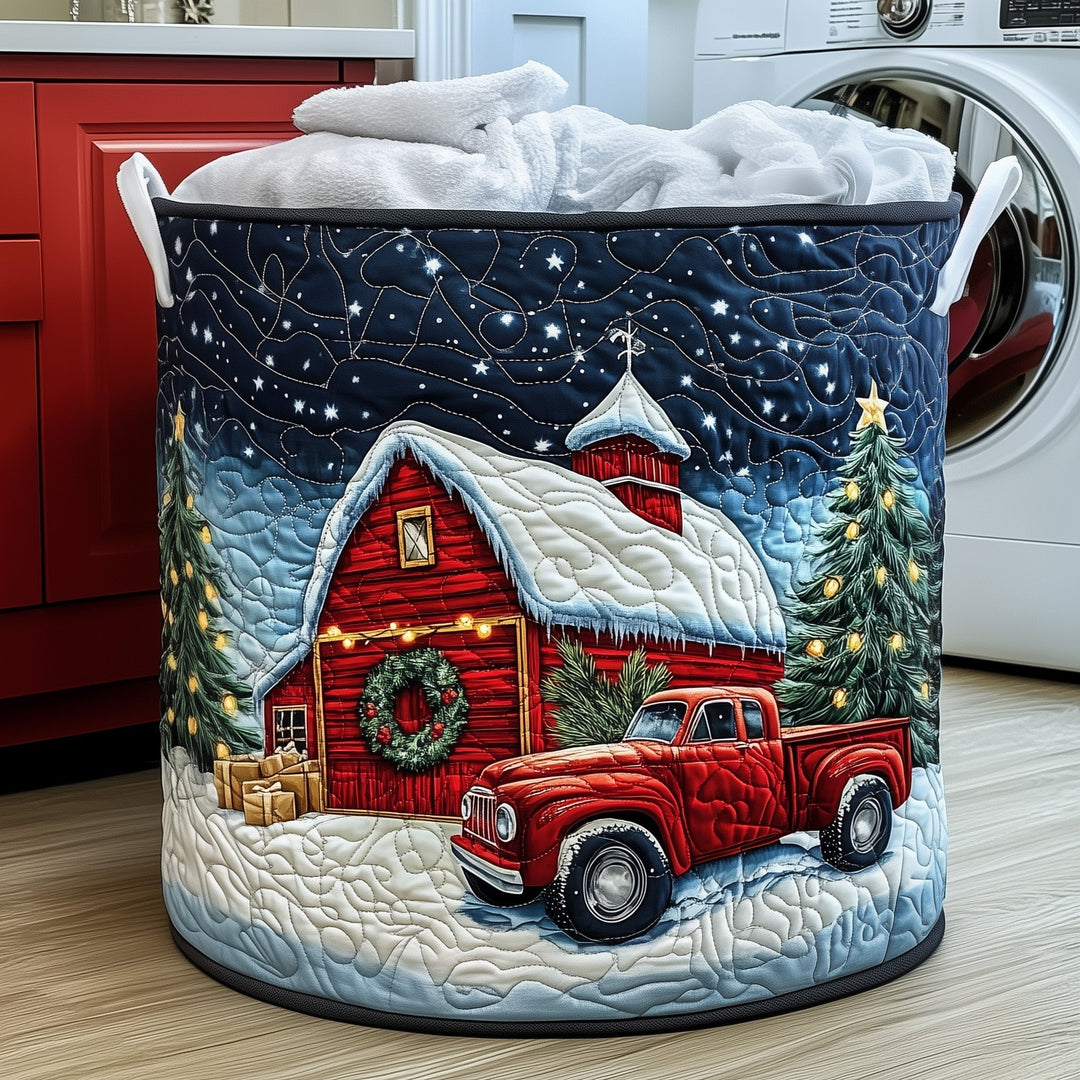 Christmas Farmhouse Quilted Laundry Basket