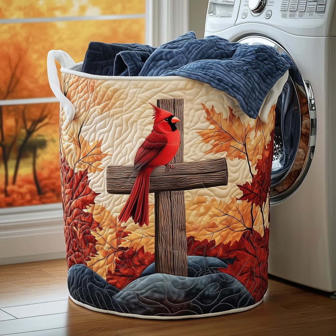 Cardinal Faith Quilted Laundry Basket