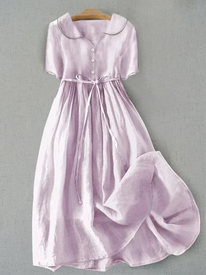 Ida | Elegant linen dress with a classic cut in light lilac