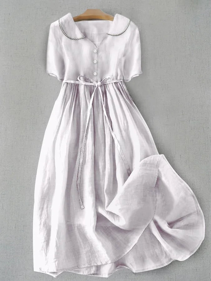 Ida | Elegant linen dress with a classic cut in light lilac