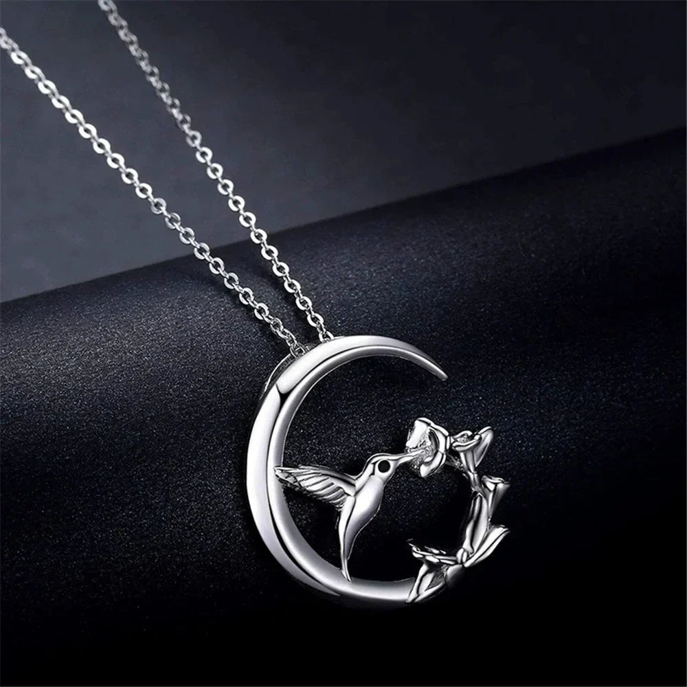 Moonbird Pendant Necklace – Vintage Silver