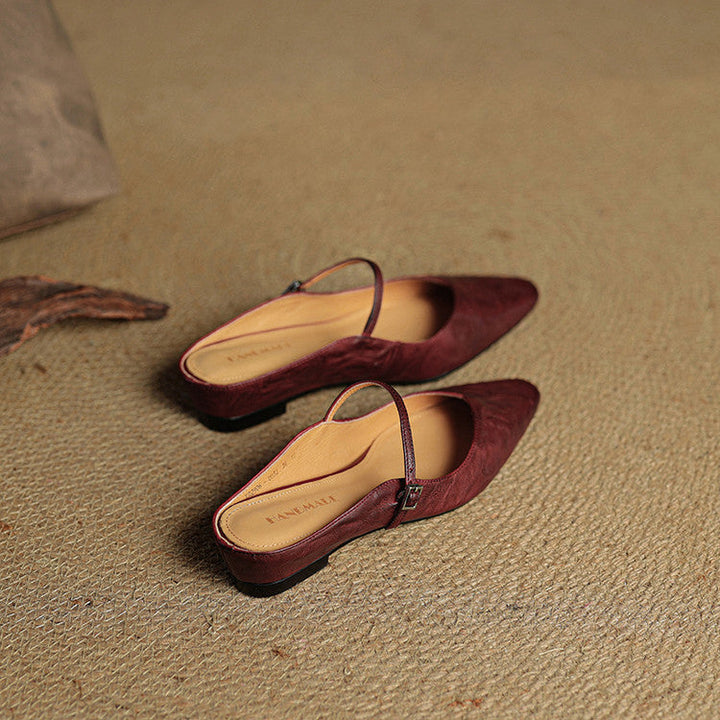 Orlena | Leather Pointed Toe Mule Heels