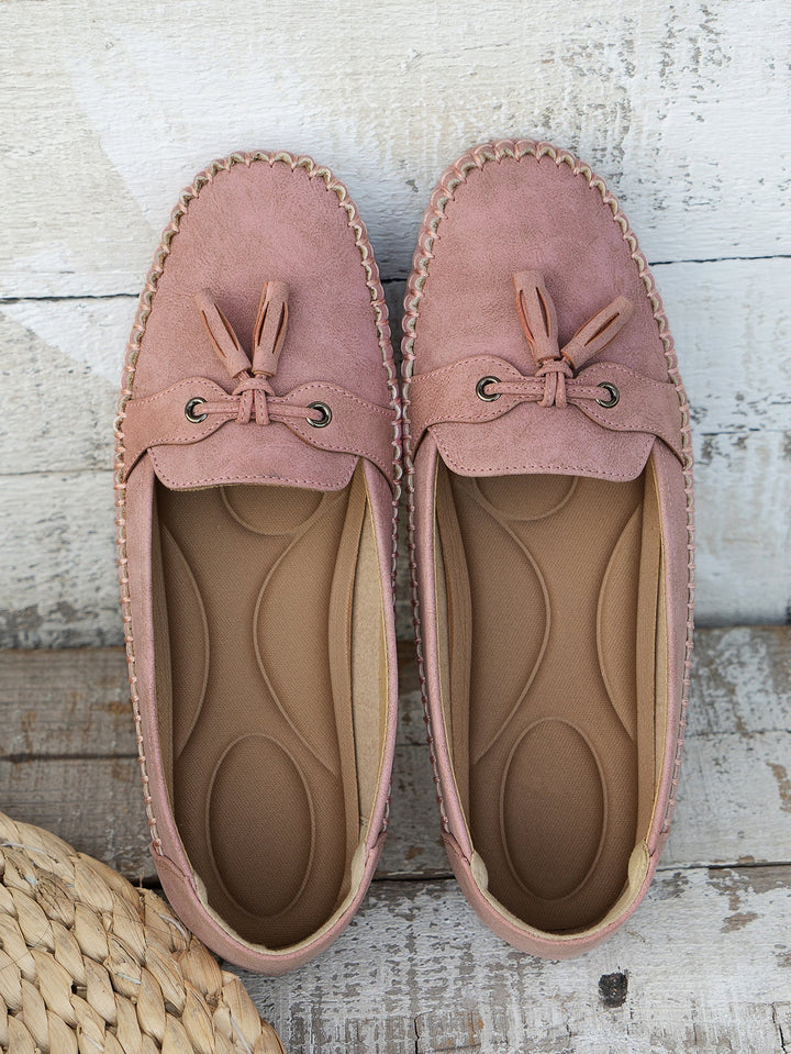 Bow Detail Flat Comfort Loafers with Cushioned Insole
