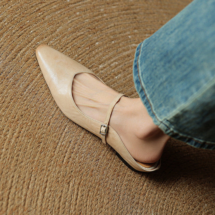 Orlena | Leather Pointed Toe Mule Heels