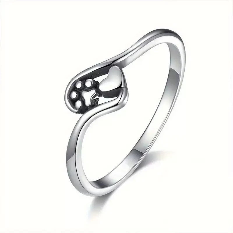 Paw & Heart Ring – Vintage Sterling Silver