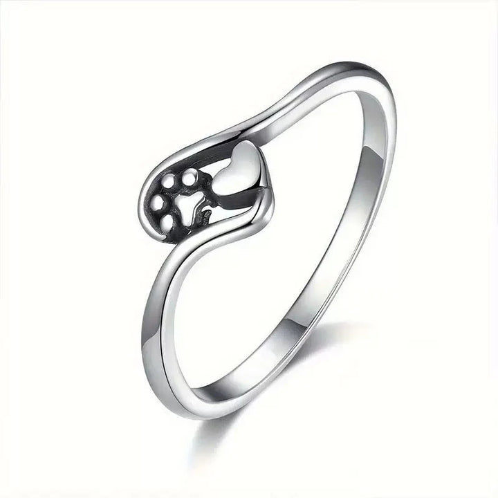 Paw & Heart Ring – Vintage Sterling Silver
