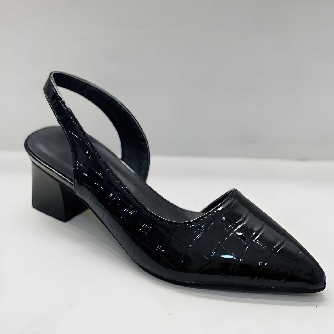 Low-heeled pumps with open heels