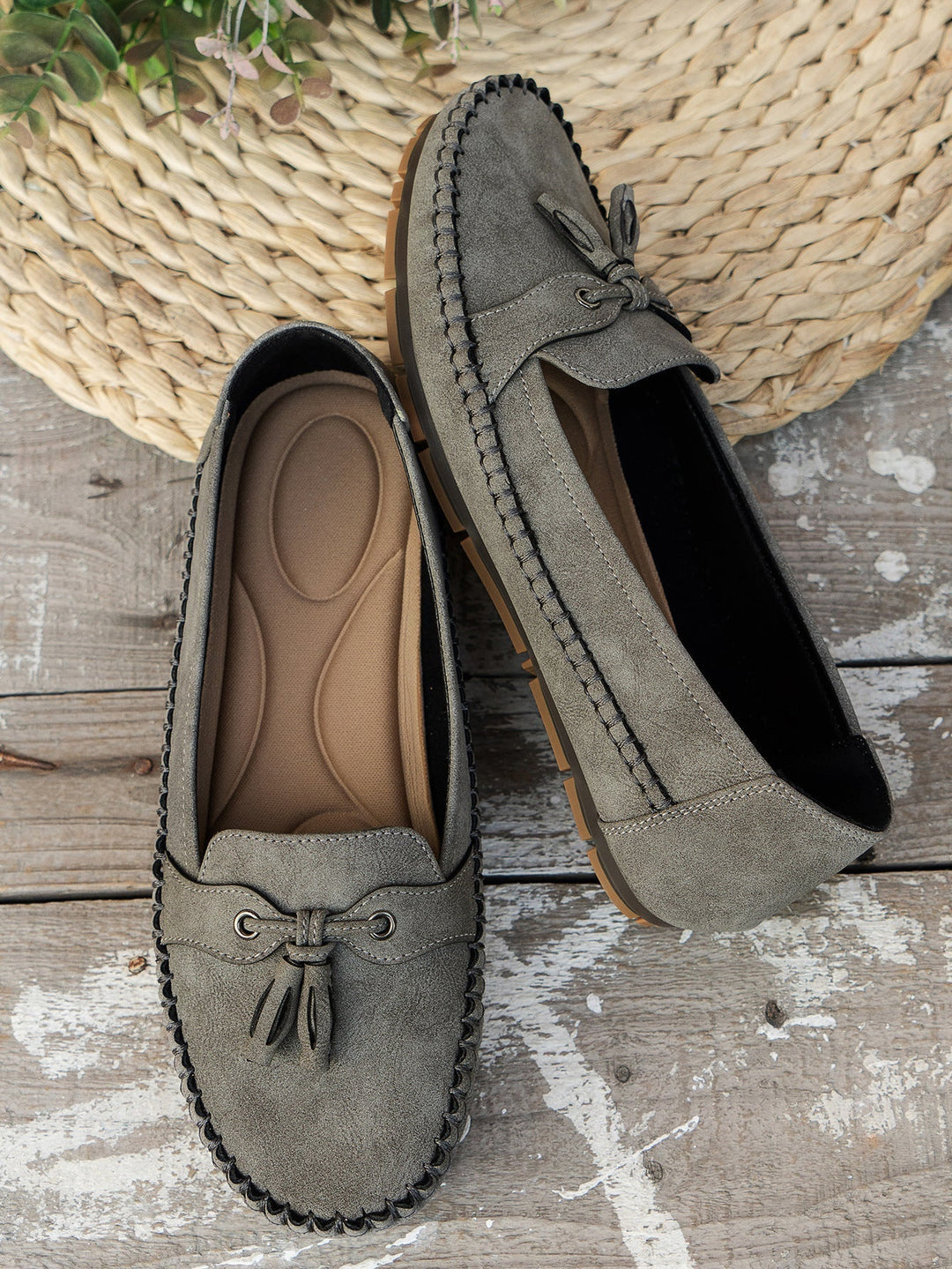 Bow Detail Flat Comfort Loafers with Cushioned Insole