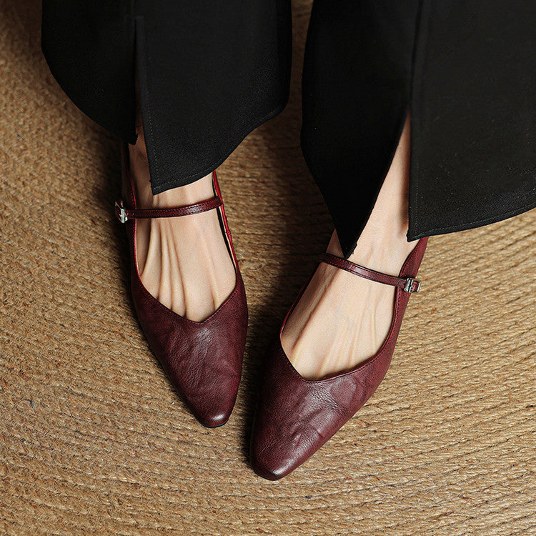 Orlena | Leather Pointed Toe Mule Heels