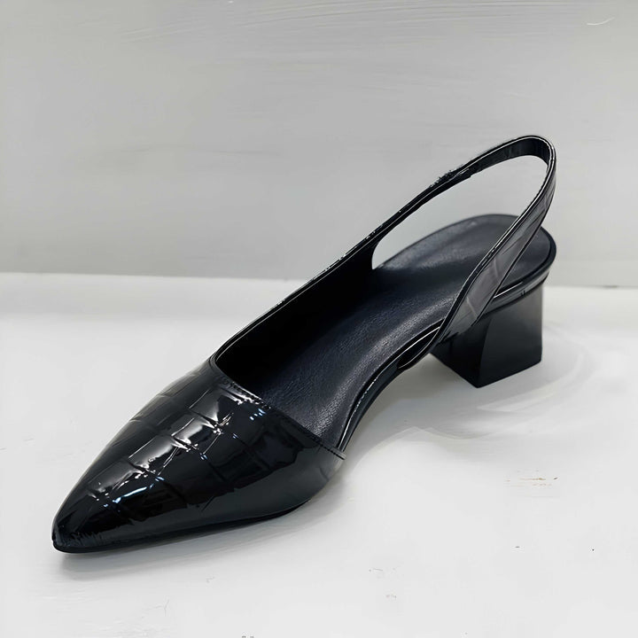 Low-heeled pumps with open heels