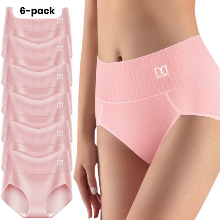 Comfora™ | 6-Pack Breathable & Comfortable High-Waisted Briefs with Tummy Support