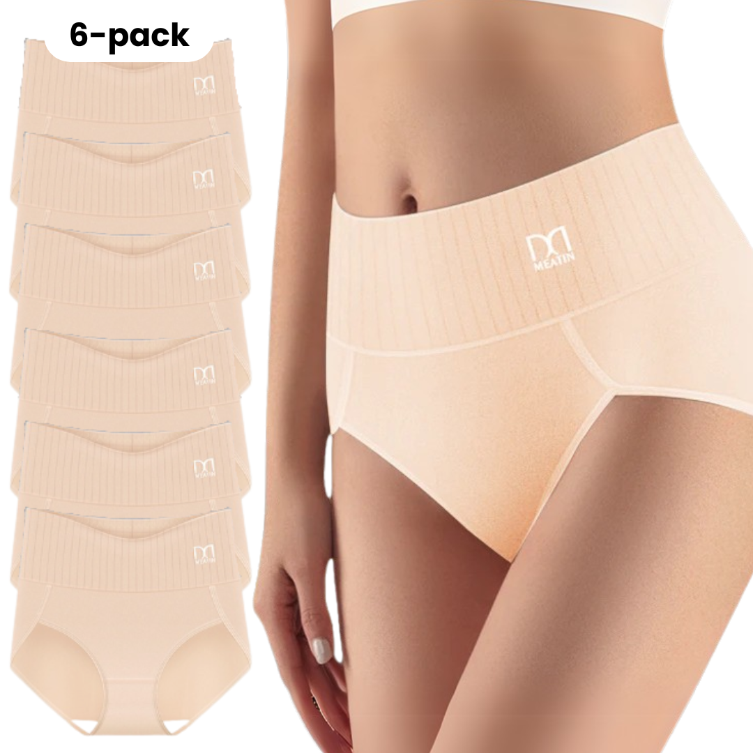 Comfora™ | 6-Pack Breathable & Comfortable High-Waisted Briefs with Tummy Support