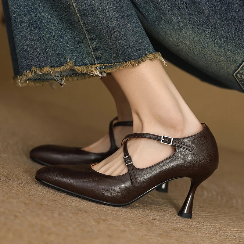 Leyla Genuine Leather Heels