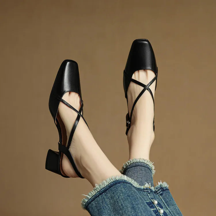 Elavie Genuine Leather Heels