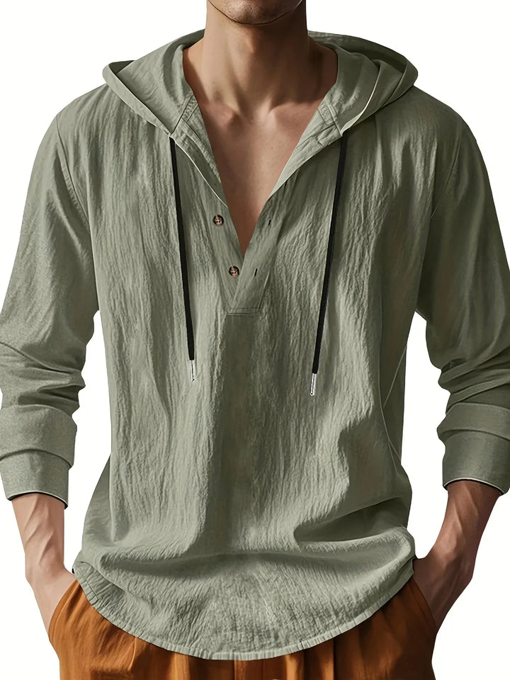 LAURENT MONACO | LUXURY LINEN HOODED SHIRT