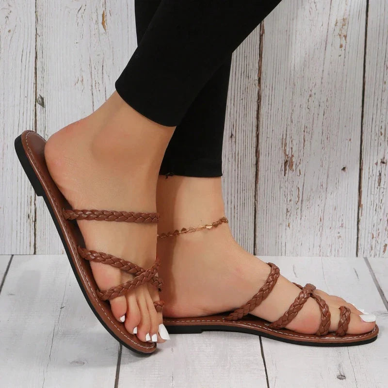 Sienna | Braided Flat Slide Sandals