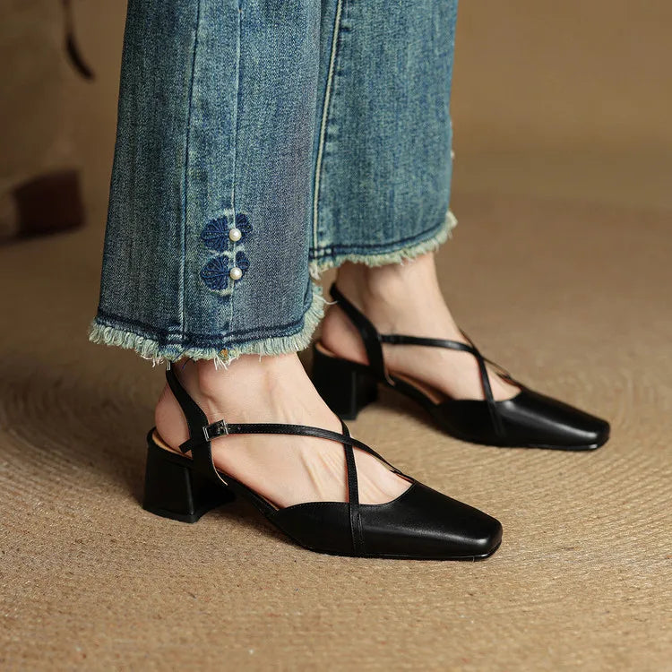 Elavie Genuine Leather Heels