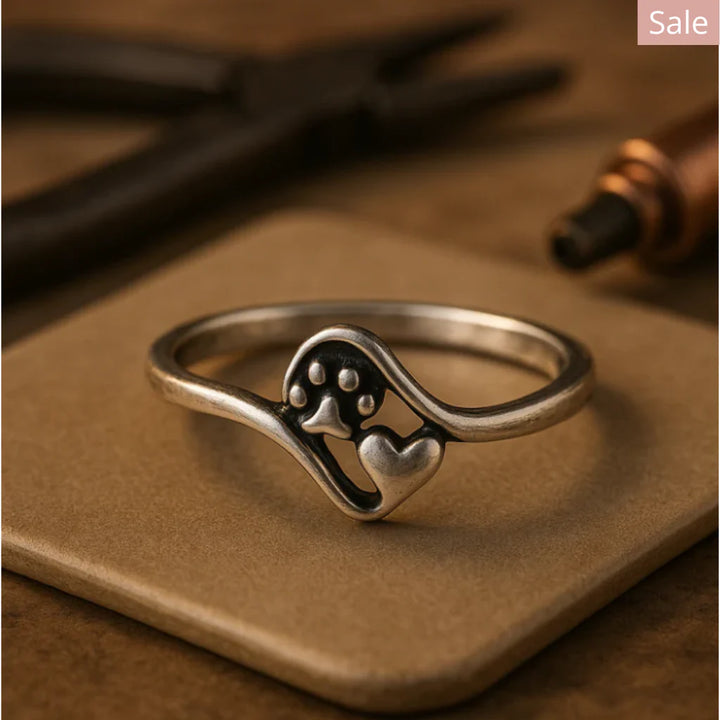 Paw & Heart Ring – Vintage Sterling Silver