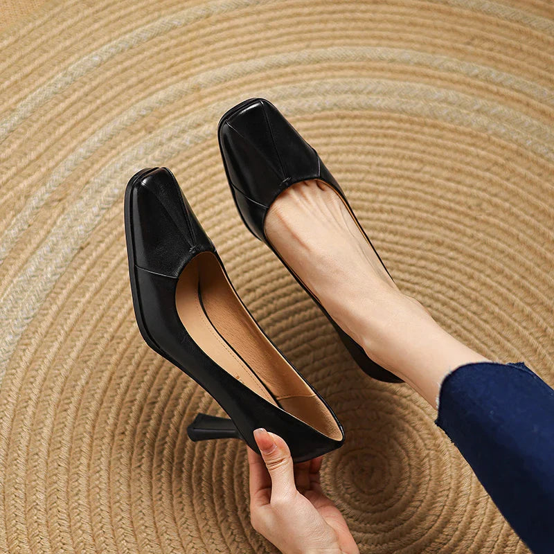 Amber Genuine Leather Heels