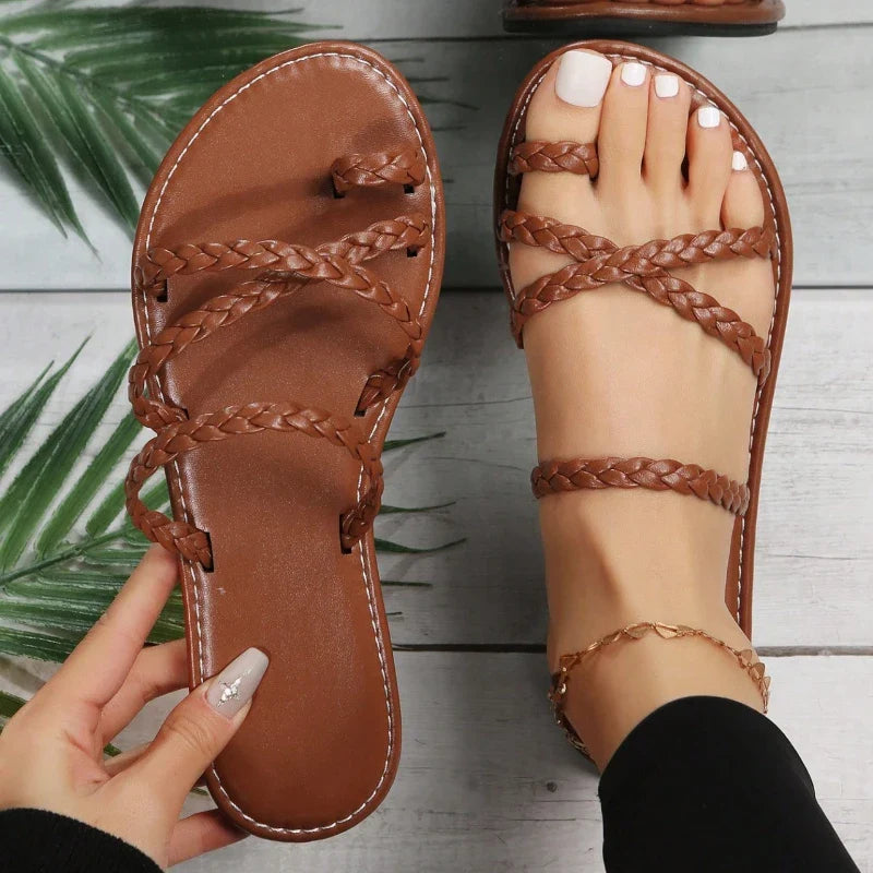 Sienna | Braided Flat Slide Sandals