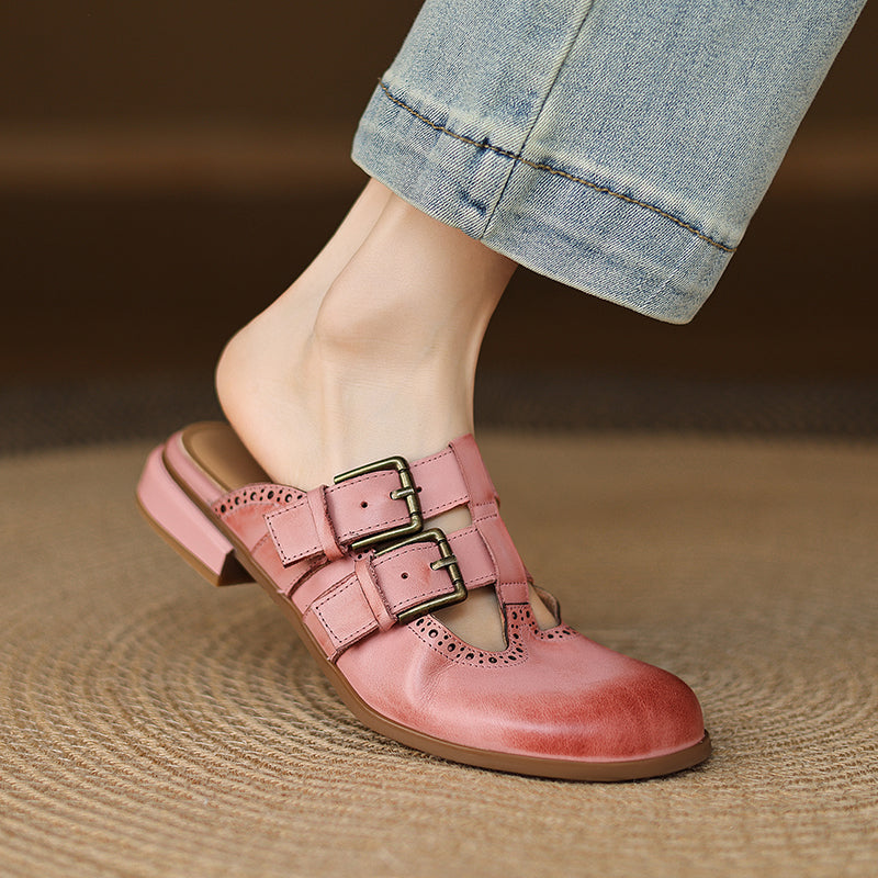 Elin Genuine Leather Mules
