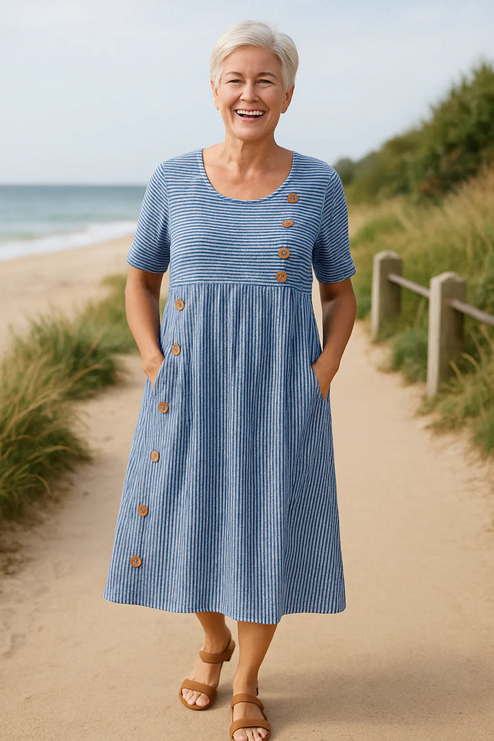 Brienne | Soft Stripe Midi Dress