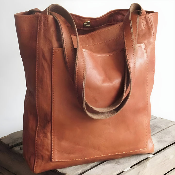 Clara™ | No More Searching | Leather Tote with Pockets