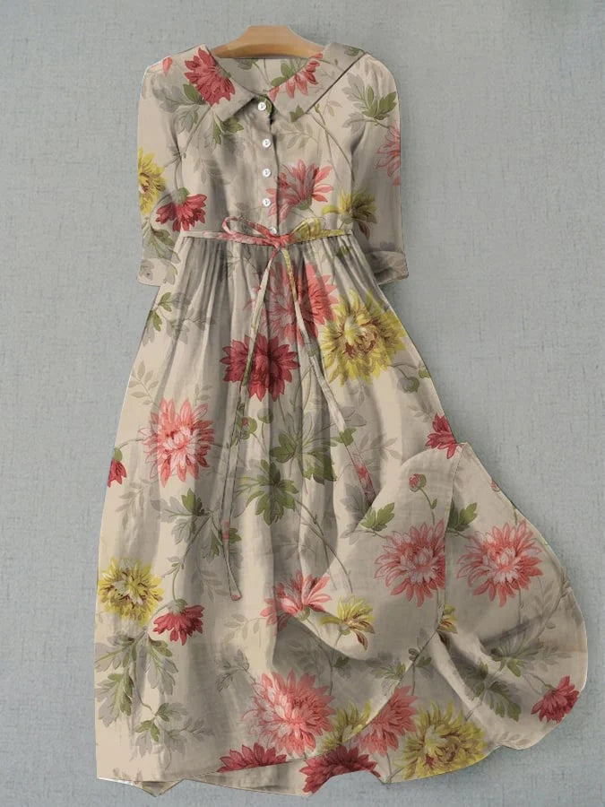 Kerstin | - Floral Midi Dress in Cotton