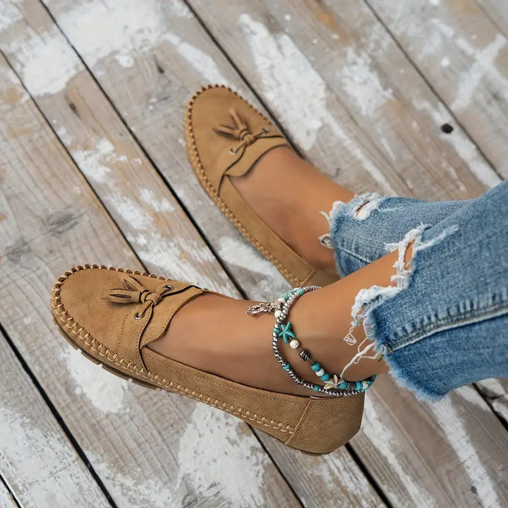 Bow Detail Flat Comfort Loafers with Cushioned Insole