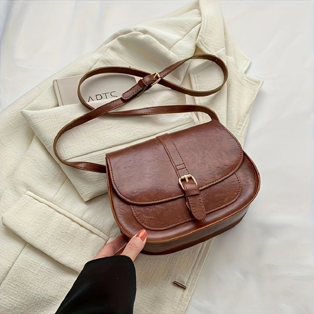 Grace™ | Compact & Elegant — Leather Saddle Bag