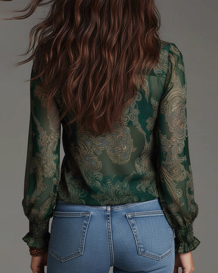 Katie™ | Elegant Blouse with Half-Zip and Ruffles