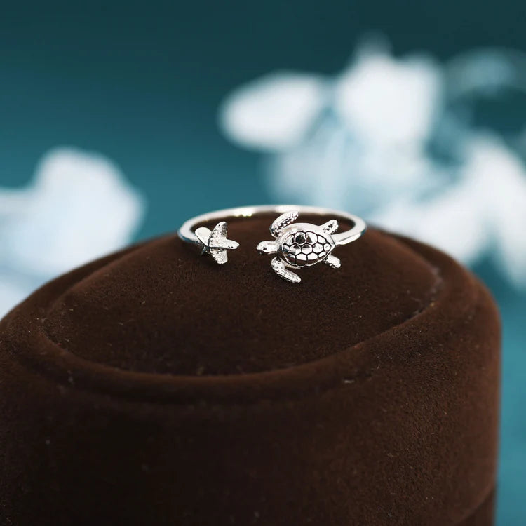 Ocean Harmony Turtle and Starfish Ring