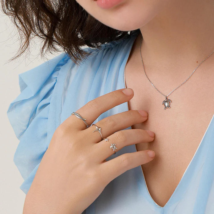 Ocean Harmony Turtle and Starfish Ring