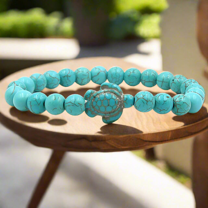 Turtle Bracelet with Natural Stone Beads