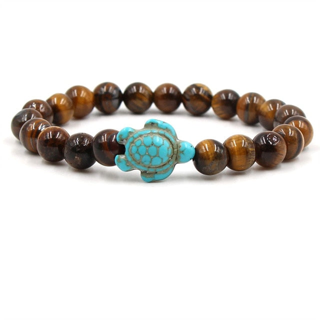 Turtle Bracelet with Natural Stone Beads