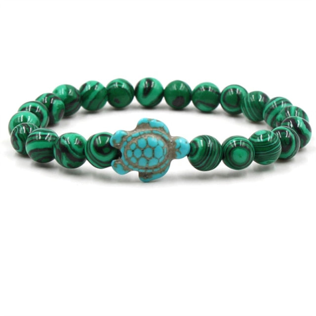 Turtle Bracelet with Natural Stone Beads